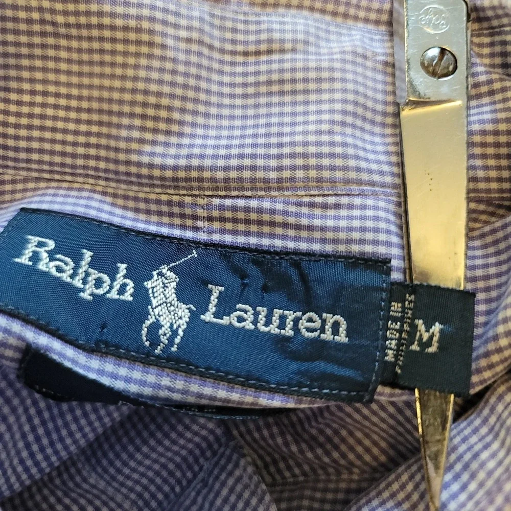 Polo Ralph‎ Lauren Button Down Mens M Purple Gingham Blake Cotton Check Shirt
